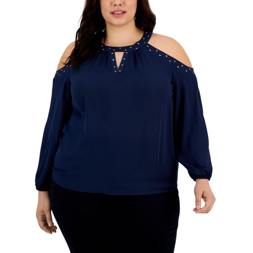 INC International Concepts Plus Size Cold-Shoulder Top